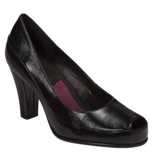 A2 by Aerosoles Black ‘Big Ben’ peep toe pumps sz 9.5